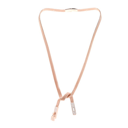 Hermes 18K Rose Gold Diamond Kelly Gavroche Necklace XS 3 of 6