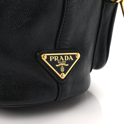 Prada Glace Calfskin Embossed Secchiello Bucket Bag Black 11 of 11