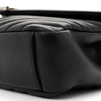 Saint Laurent Sheepskin Matelasse Chevron Monogram Medium College Bag Black 10 of 16