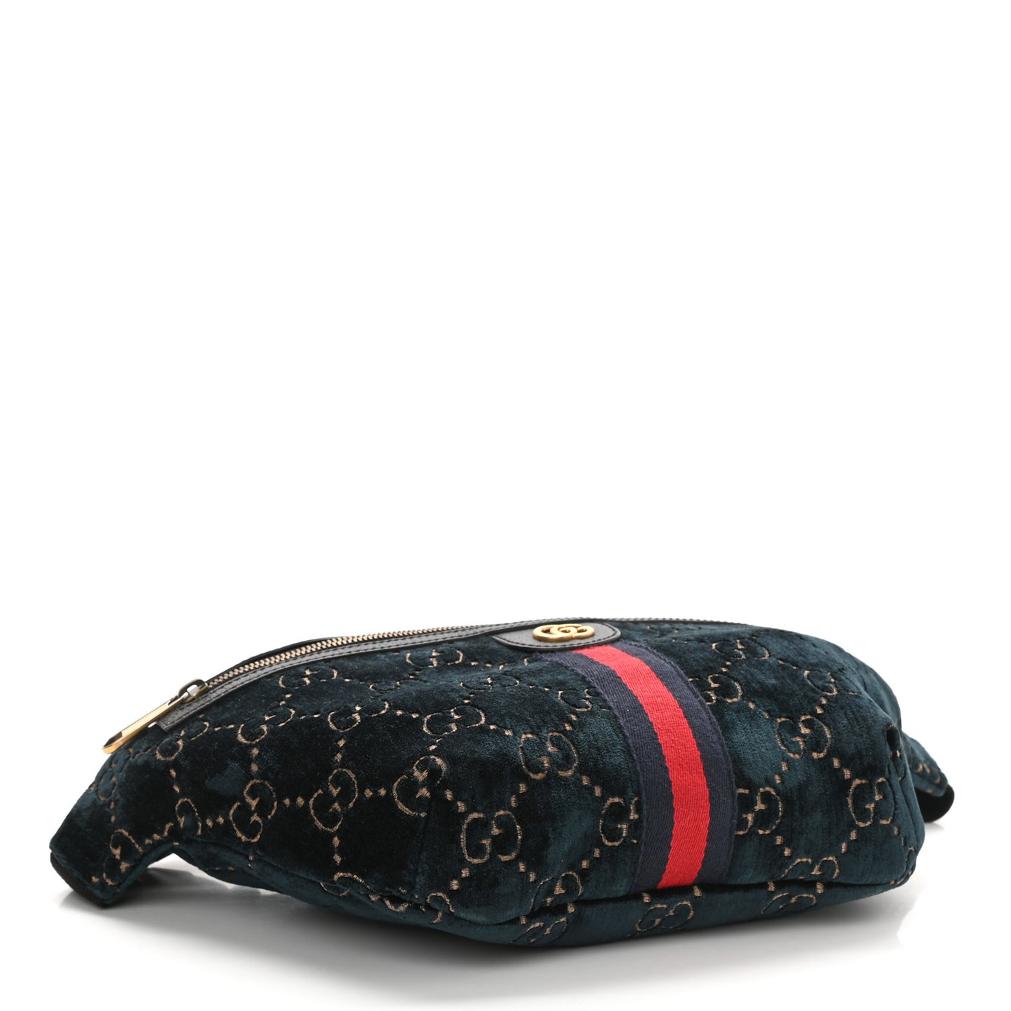 Velvet GG Monogram Web Belt Bag Blue Beige