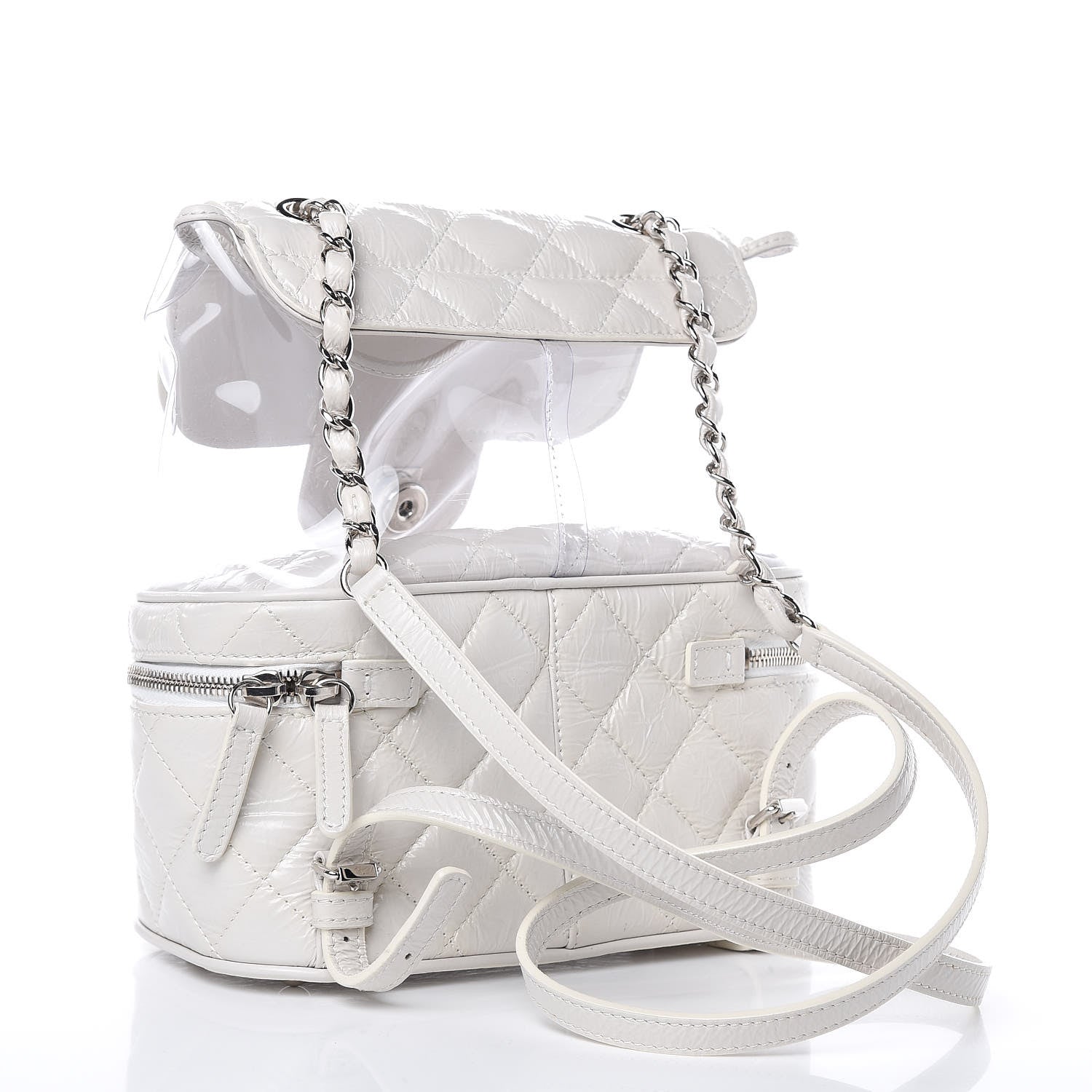 Chanel Crumpled Calfskin PVC Quilted Backpack White 3 of 11