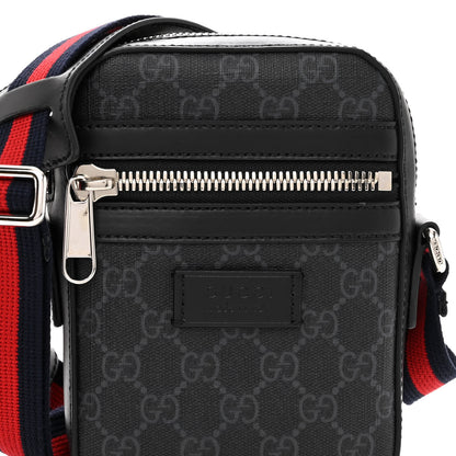 Gucci GG Supreme Monogram Appia Calfskin Web Small Camera Messenger Bag Black Grey 8 of 10