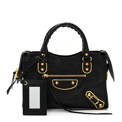 Balenciaga Chevre Gold Metallic Edge Hardware Mini City Black 3 of 11