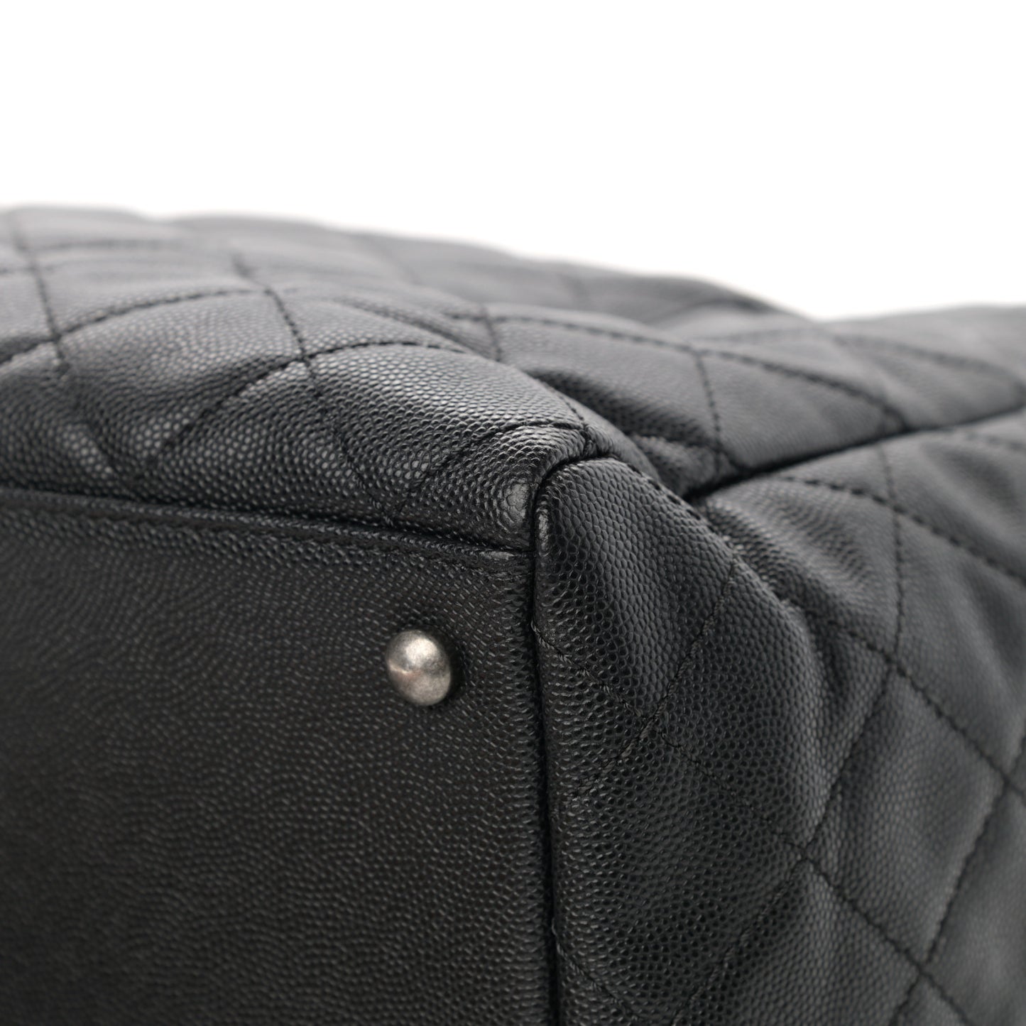 Caviar Lizard Quilted Large Coco Handle Shopping Tote Black