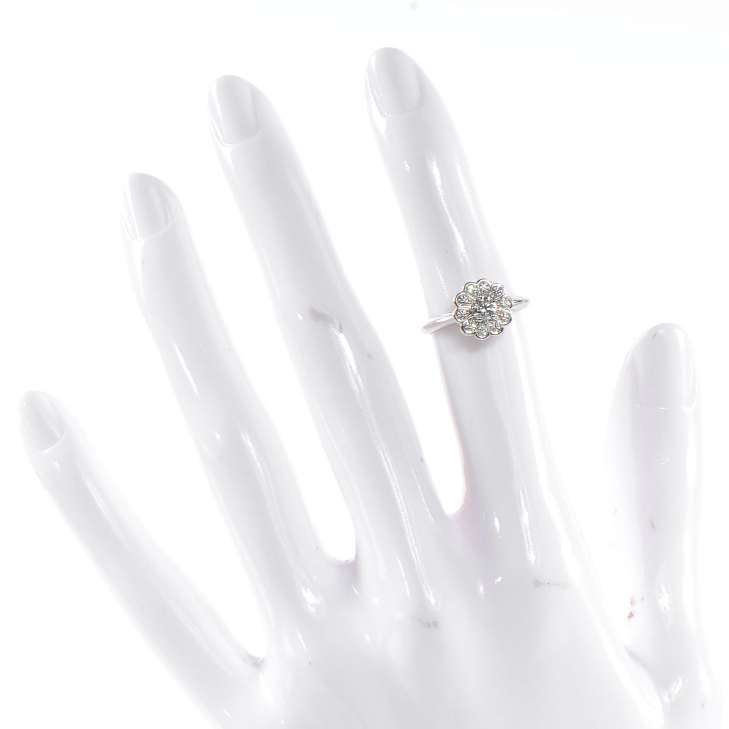 Platinum Diamond Flower Ring 4.5