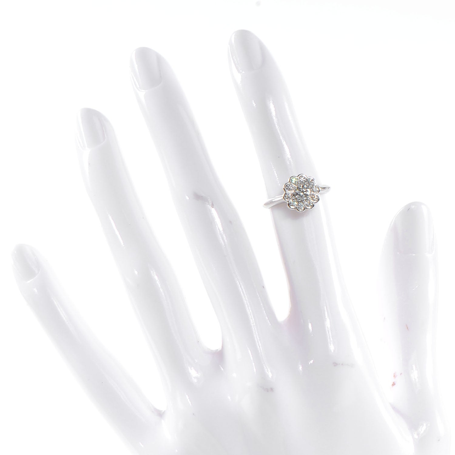 Tiffany Platinum Diamond Flower Ring 4.5 2 of 5