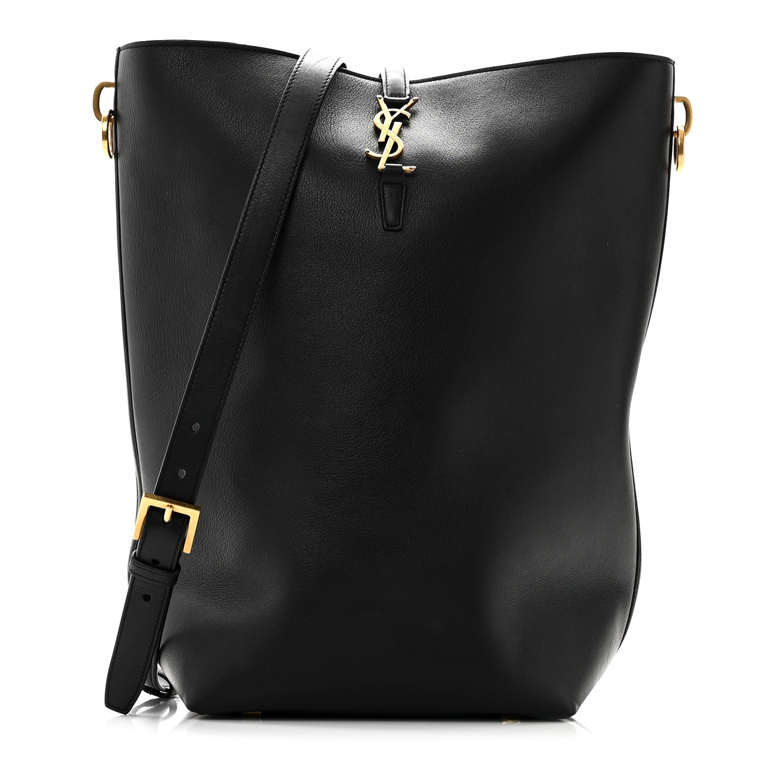 Saint Laurent Shiny Calfskin Le 37 Long Bucket Bag Black 1 of 11