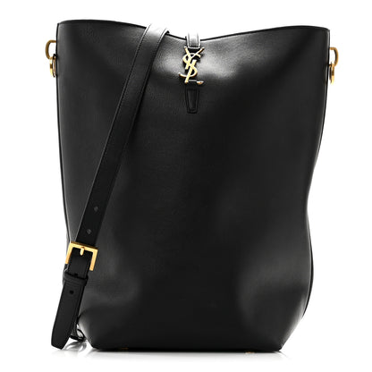 Saint Laurent Shiny Calfskin Le 37 Long Bucket Bag Black 1 of 11
