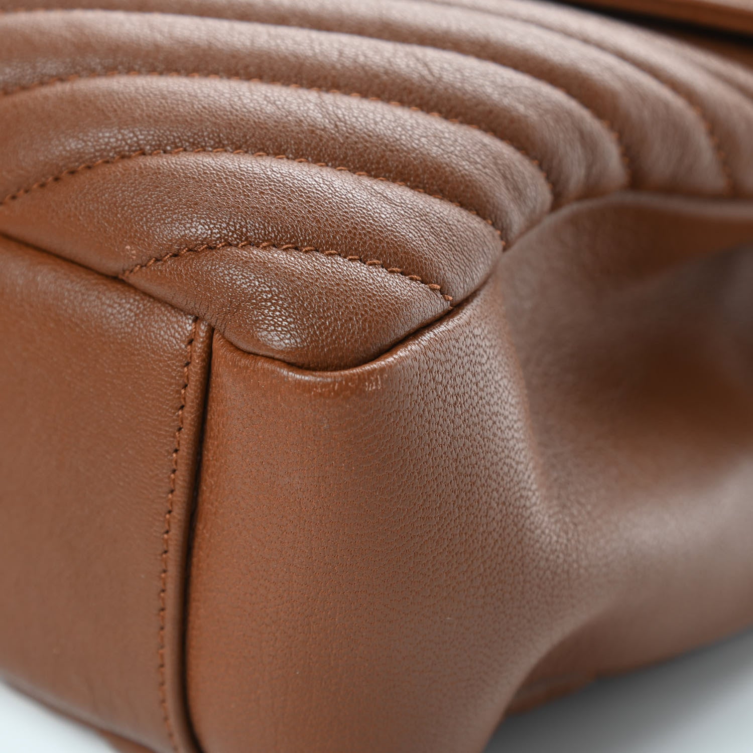 Saint Laurent Sheepskin Matelasse Chevron Monogram Large College Satchel Cognac 11 of 14
