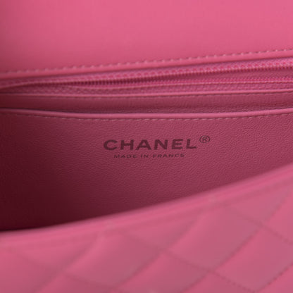 Chanel Lambskin Quilted Mini Rectangular Flap Dark Pink 8 of 11