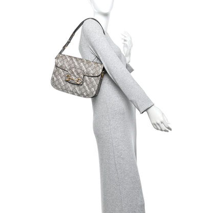 Gucci X BALENCIAGA GG Supreme Monogram Logo Print Horsebit 1955 Shoulder Bag Beige Ebony 2 of 10