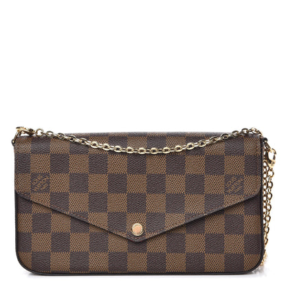 Louis Vuitton Damier Ebene Pochette Felicie Chain Wallet 1 of 12