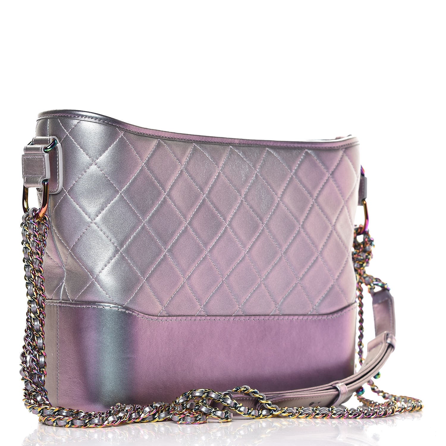 Chanel Iridescent Lambskin Calfskin Quilted Medium Gabrielle Hobo Light Purple 3 of 7