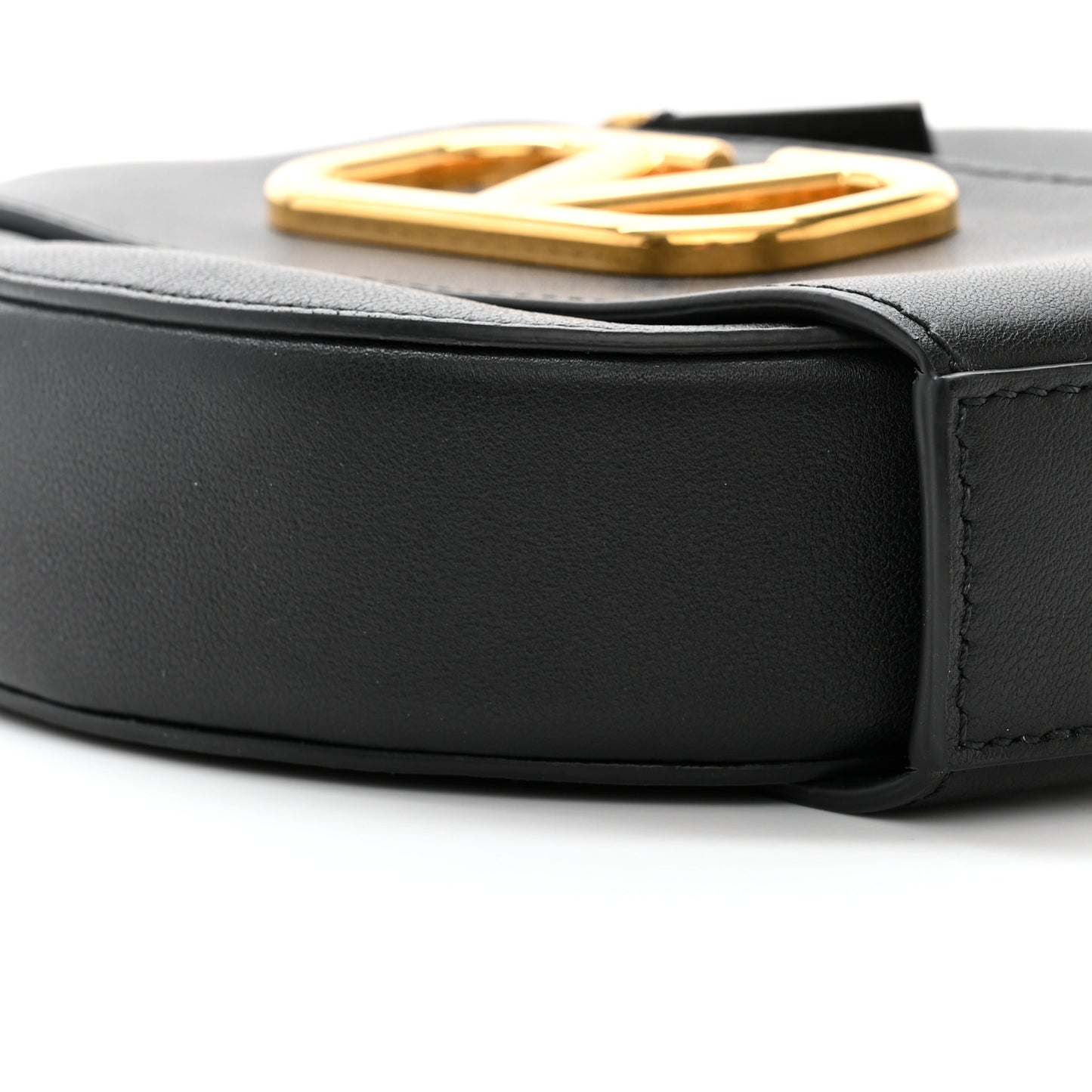Calfskin VLogo Round Crossbody Bag Black