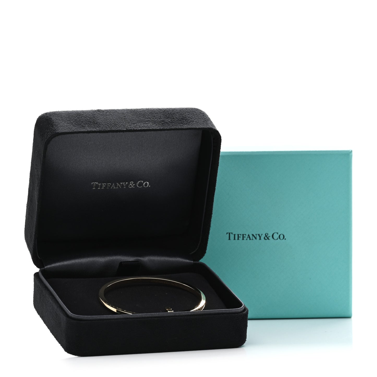 18K Yellow Gold Diamond Narrow T1 Hinged Bangle Bracelet