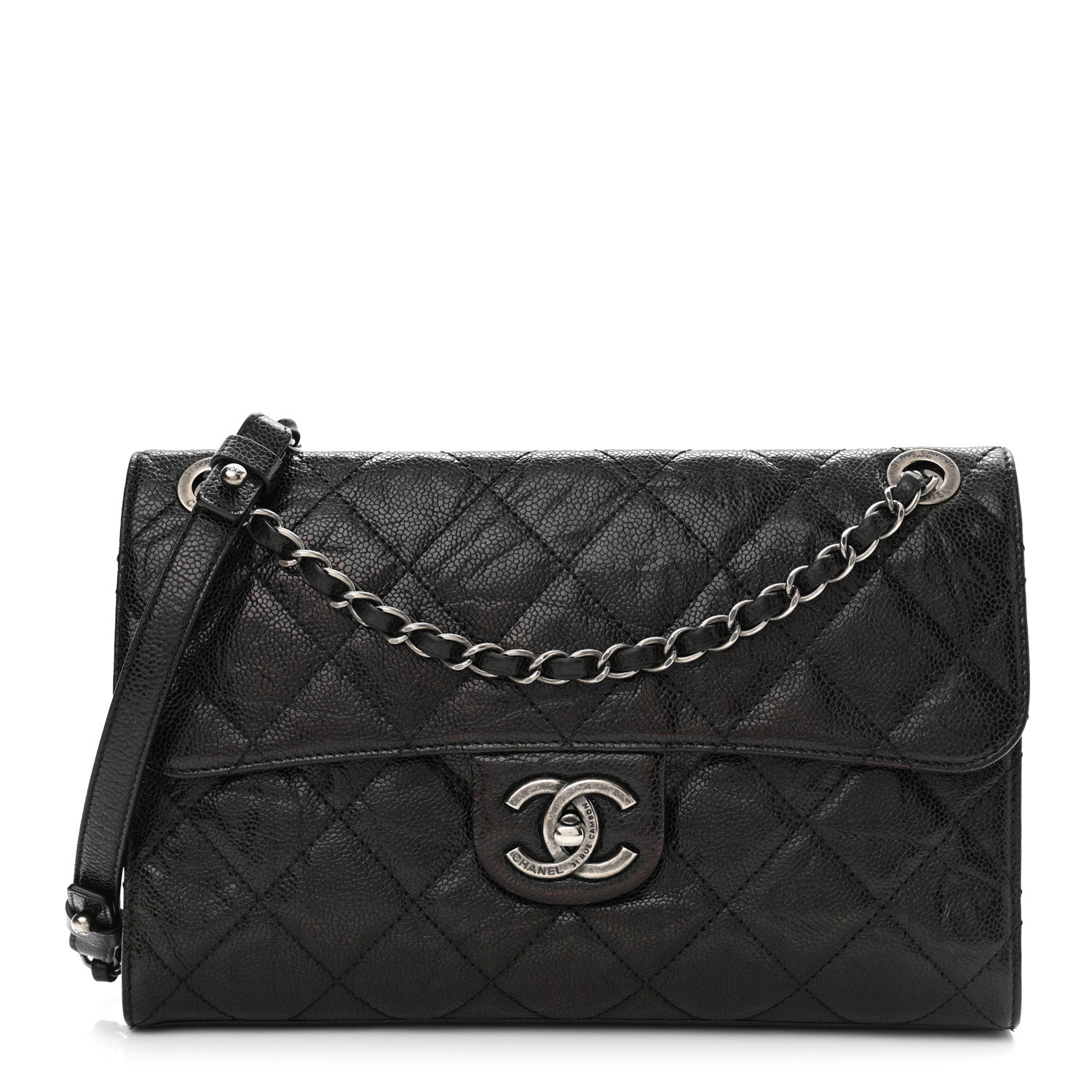 Chanel Crumpled Grained Calfskin Medium CC Crave Flap Black 1 of 9