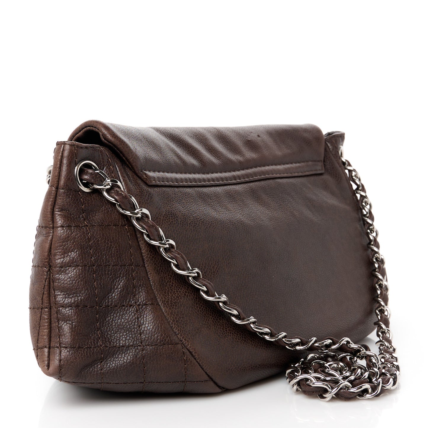 Caviar Large Half Moon Flap Brown