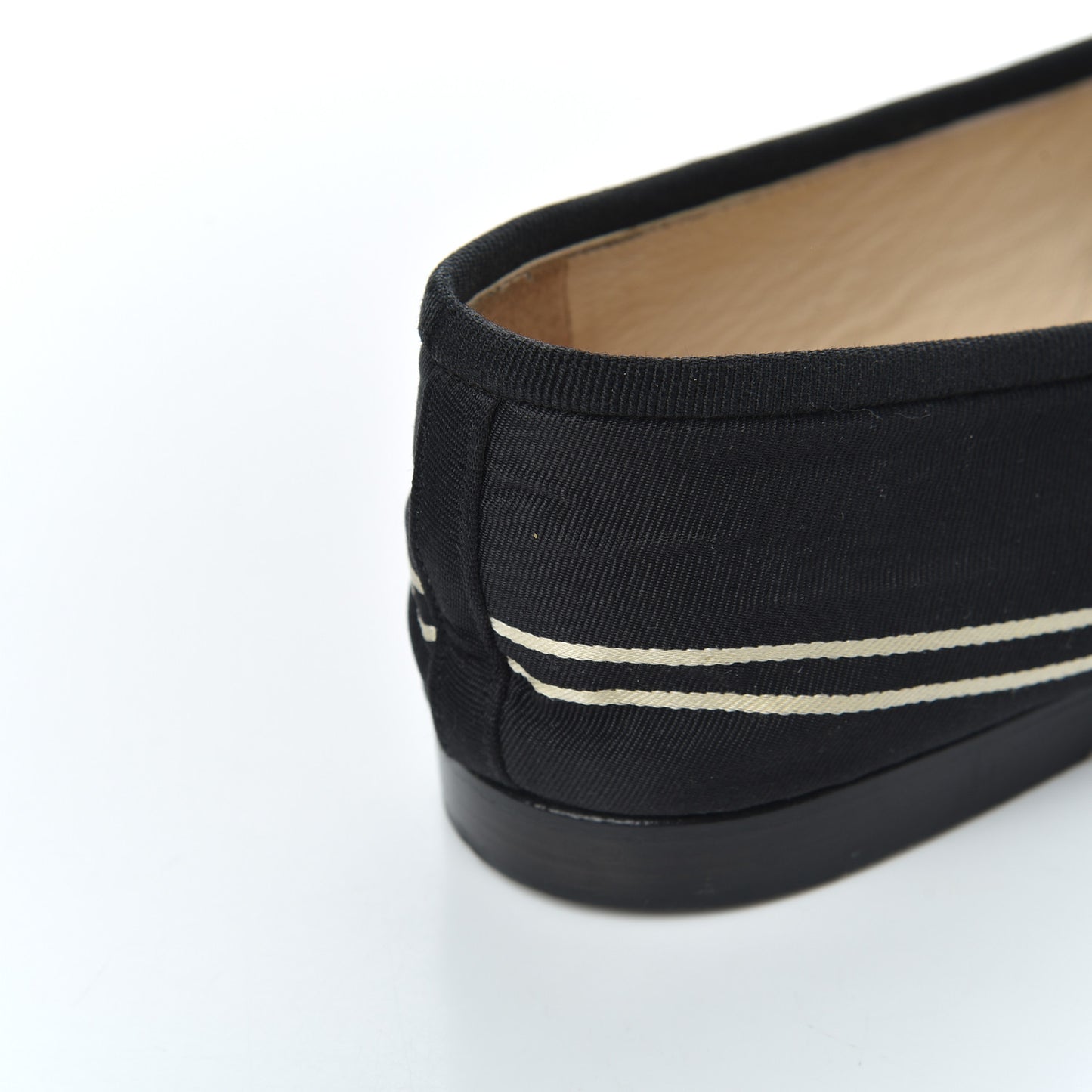 Fabric Grosgrain Cap Toe Ballerina Flats 39.5 Black