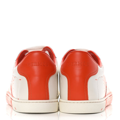 Hermes Swift Printed Peinture Fraiche Quicker Sneakers 39 White Orange 6 of 10