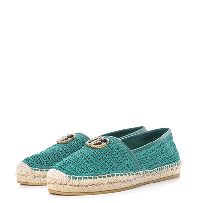 Gucci Cotton Crochet Pearly GG Marmont Espadrilles 39 Emerald 3 of 10