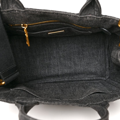 Prada Denim Small Logo Tote Black 4 of 8
