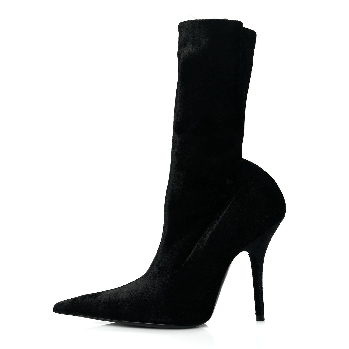 Velvet Spandex Extreme Pointed Toe Knife Ankle Boots 38 Black