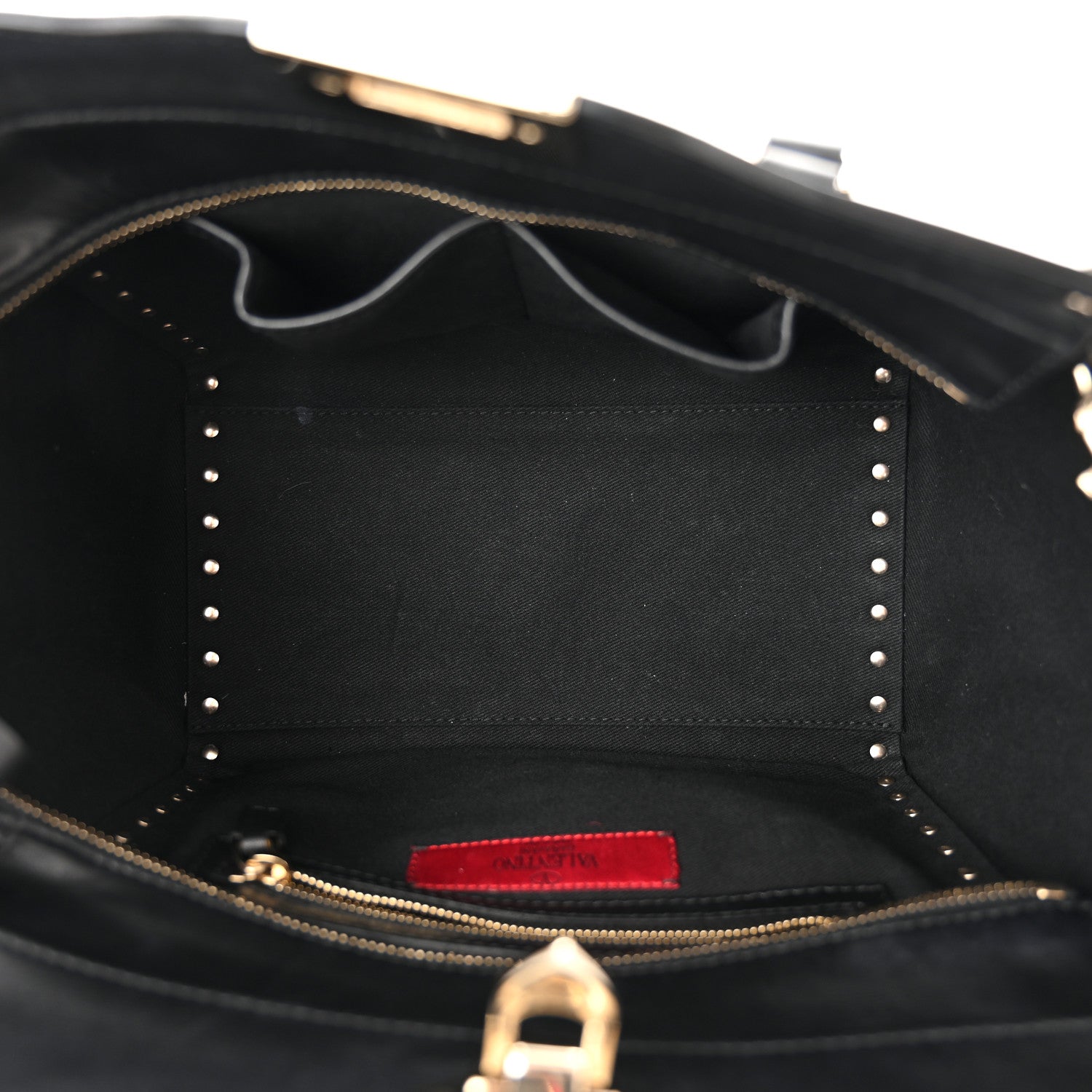 Valentino Garavani Vitello Small Rockstud Double Handle Tote Black 6 of 14