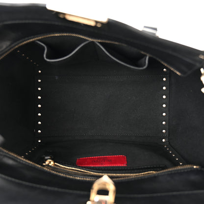 Valentino Garavani Vitello Small Rockstud Double Handle Tote Black 6 of 14