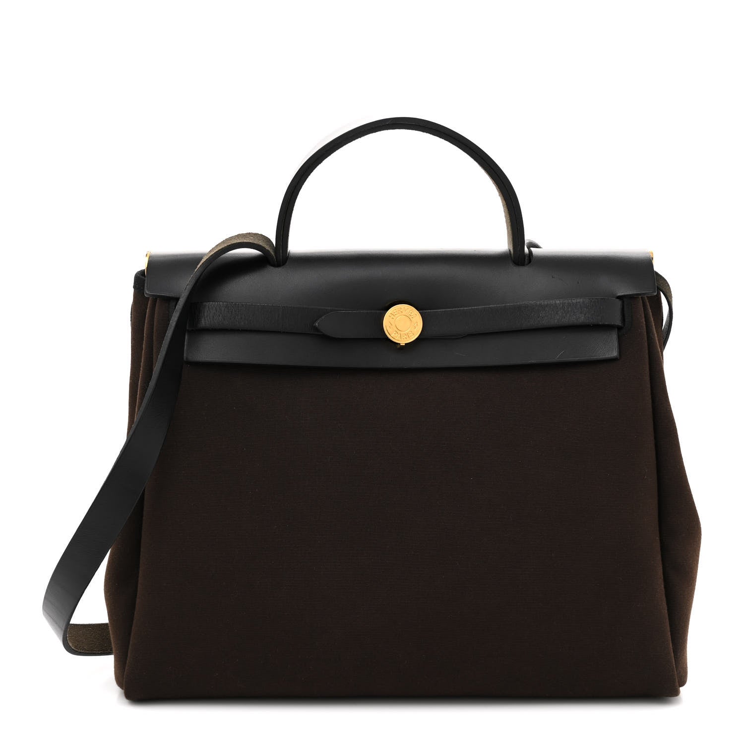 Hermes Military Toile Vache Hunter Herbag Zip Retourne 31 PM Ebene Black 1 of 15