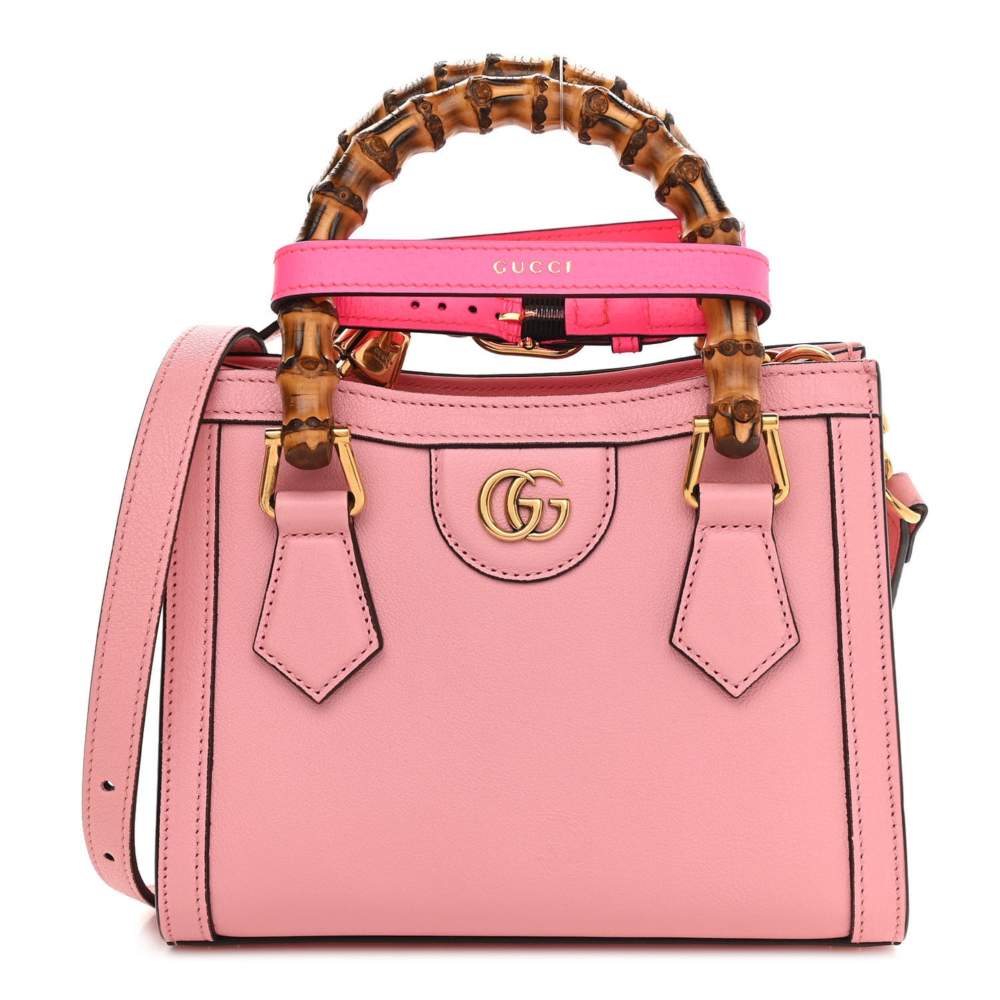Wonka Grain Calfskin Mini Diana Tote Bag Wild Rose Fuxia Fluo