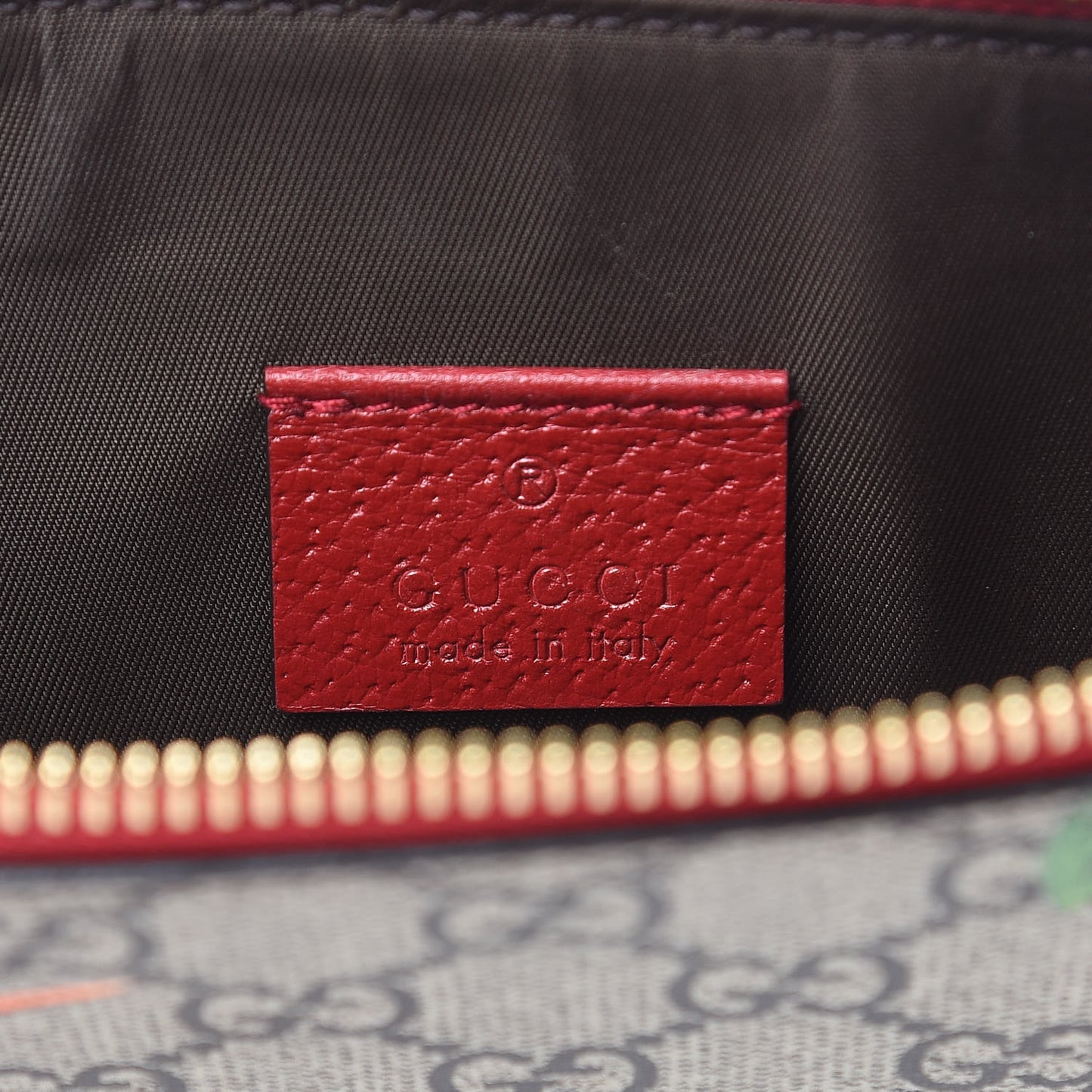 GG Supreme Monogram Tian Large Zip Pouch Beige Multicolor Red