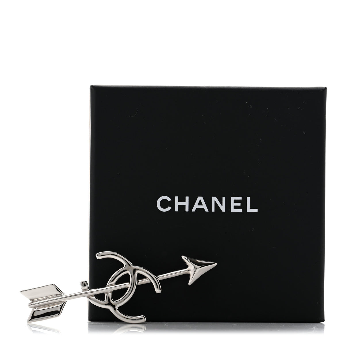 Metal CC Arrow Brooch Pin Silver