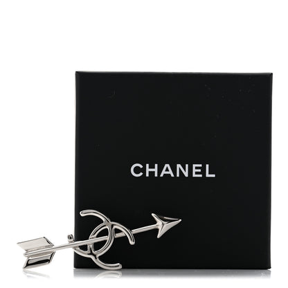Chanel Metal CC Arrow Brooch Pin Silver 5 of 5