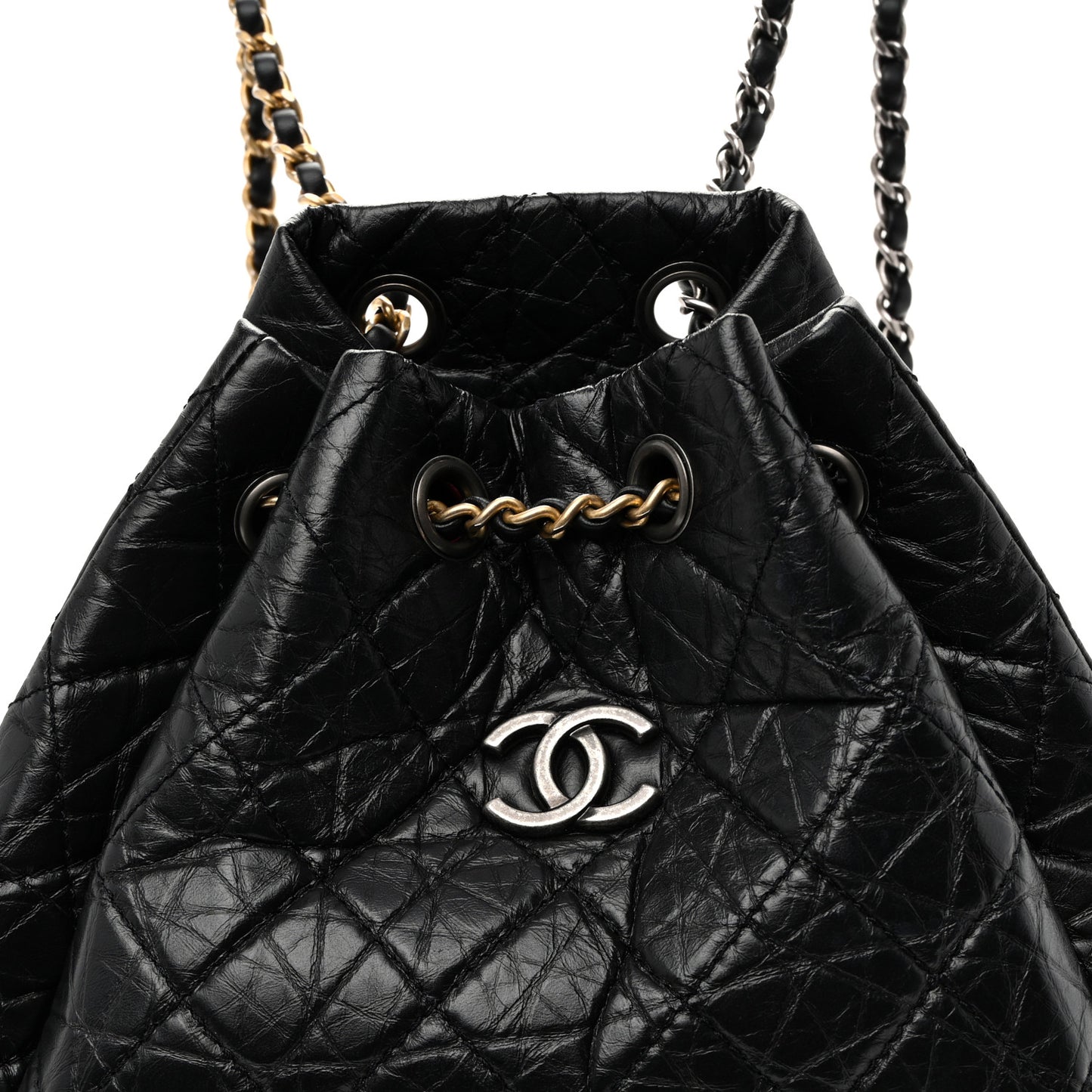 Aged Calfskin Quilted Small Gabrielle Backpack Black