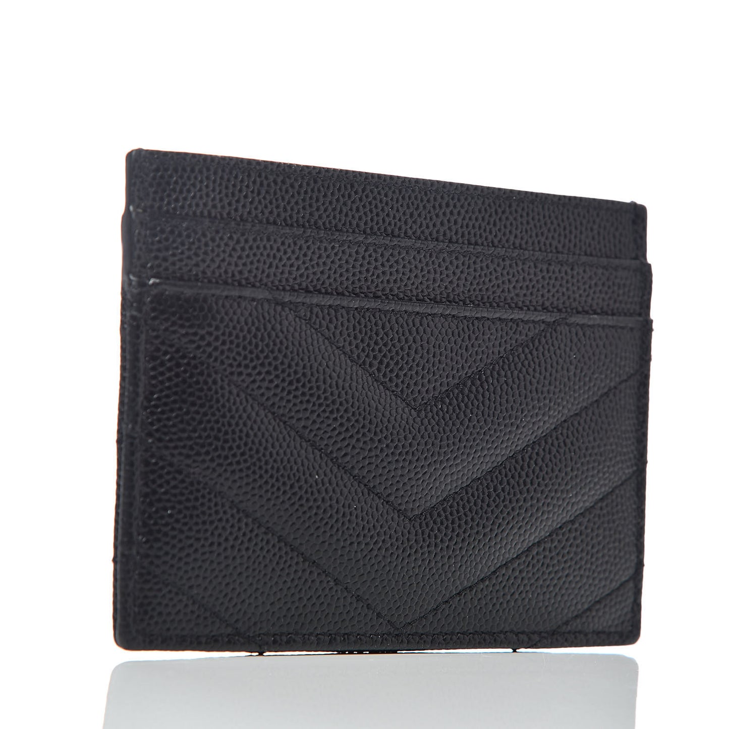 Grain De Poudre Matelasse Chevron Monogram Credit Card Case Black
