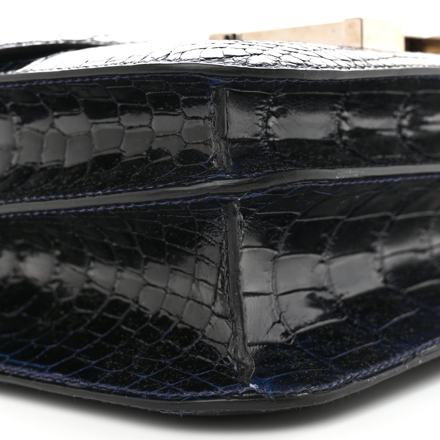 Hermes Shiny Niloticus Crocodile Constance 24 Bleu Marine 9 of 14