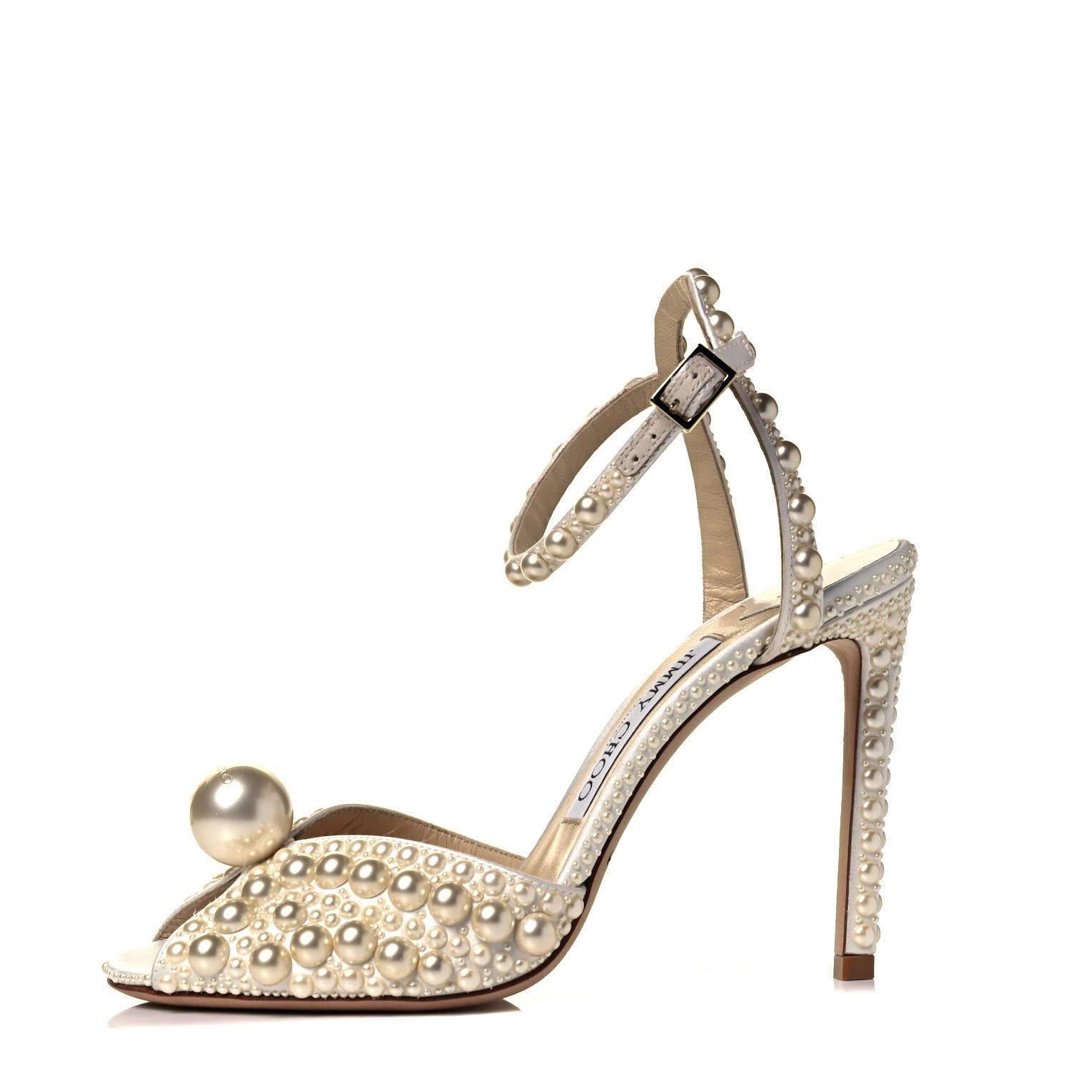 Jimmy Choo Pearl Satin Sacora 100 Sandals 36 White 1 of 7