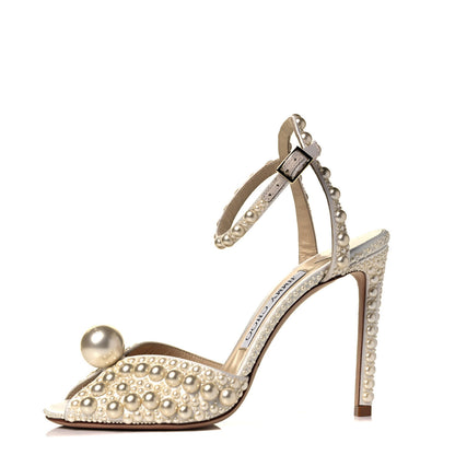 Jimmy Choo Pearl Satin Sacora 100 Sandals 36 White 1 of 7