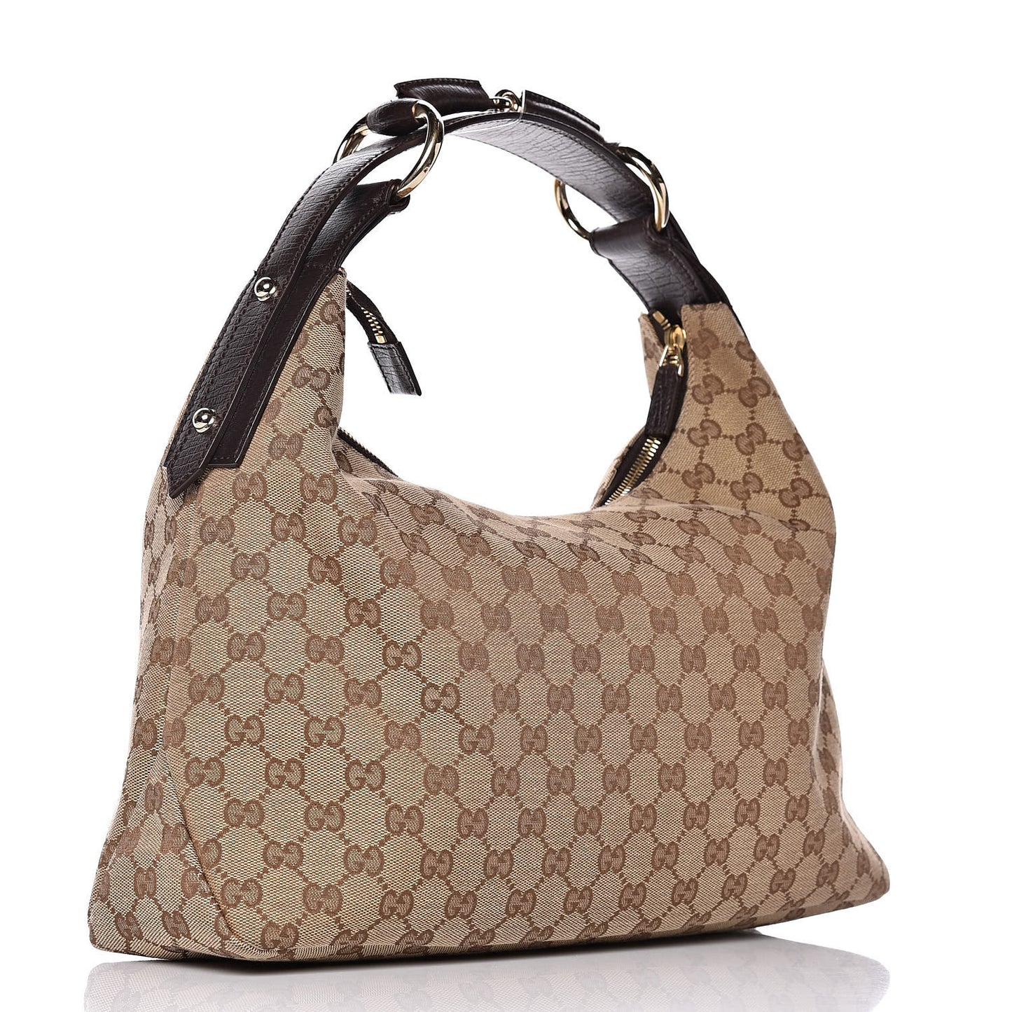 Monogram Medium Horsebit Chain Hobo Dark Brown