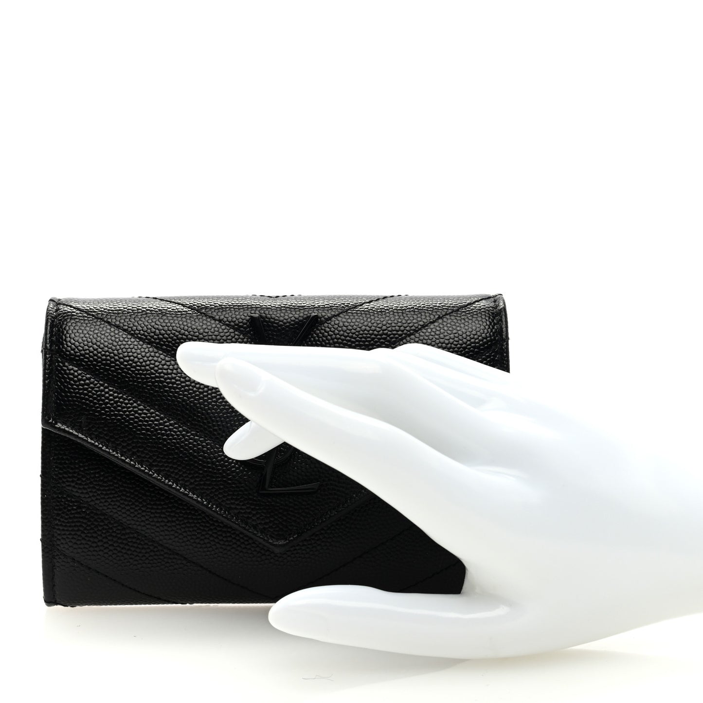 Grain De Poudre Matelasse Chevron Small Monochrome Monogram Envelope Wallet Black