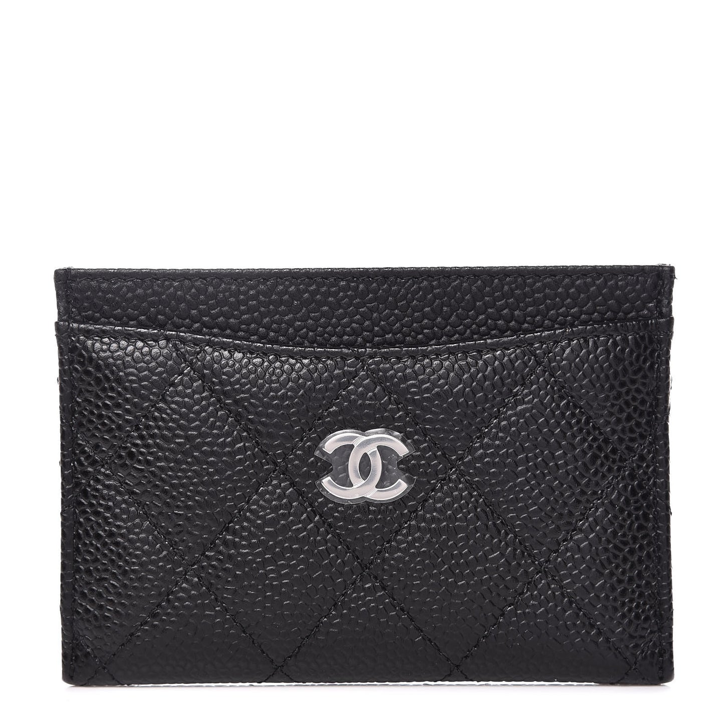 Caviar Quilted Card Holder Black