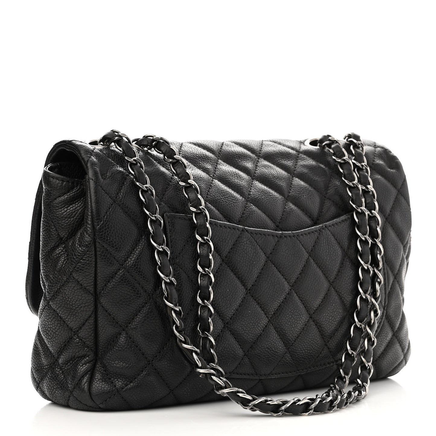 Caviar Quilted Large Now and Forever Flap Black
