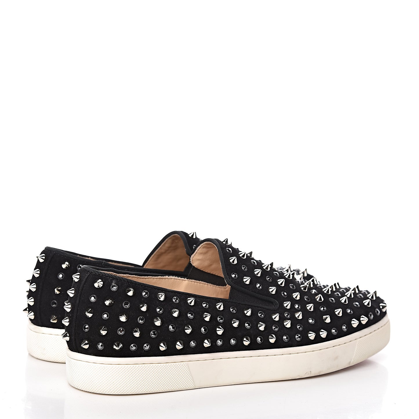 Veau Velours Studded Womens Slip On Sneakers 40.5 Black