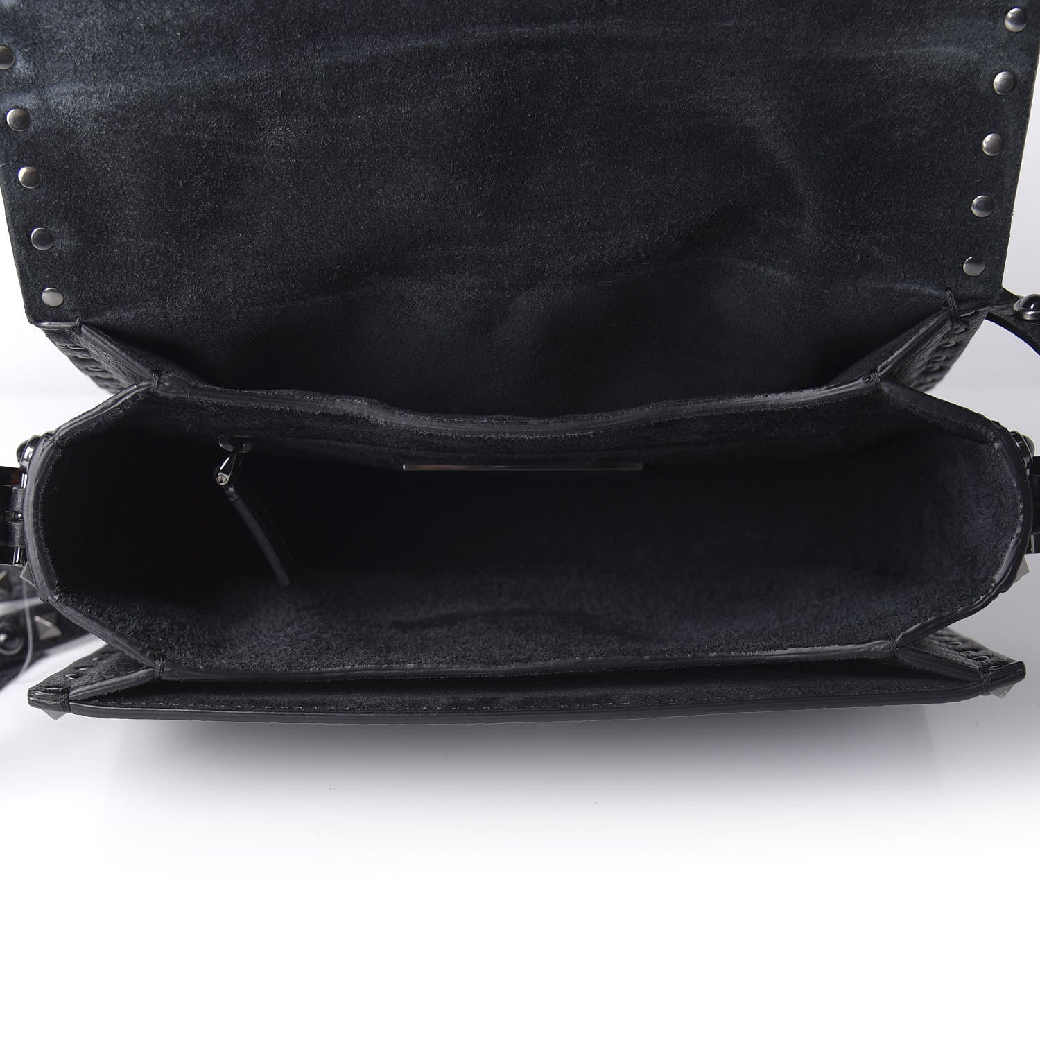 Valentino Garavani Pebbled Calfskin Onyx Medium Rockstud Rolling Flap Saddle Bag Black 5 of 9