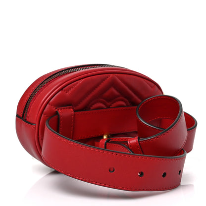 Gucci Calfskin Matelasse GG Marmont Belt Bag 75 30 Hibiscus Red 3 of 8