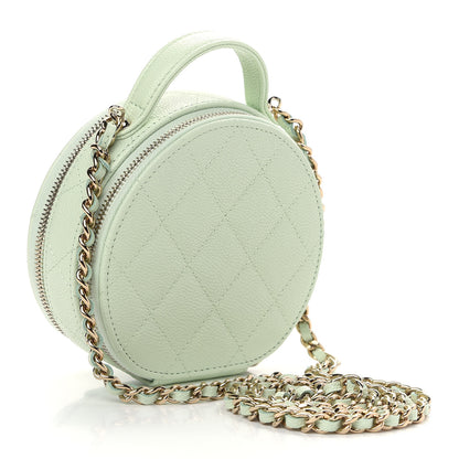 Chanel Caviar Quilted Round Handle With Care Vanity With Chain Light Green 3 of 9
