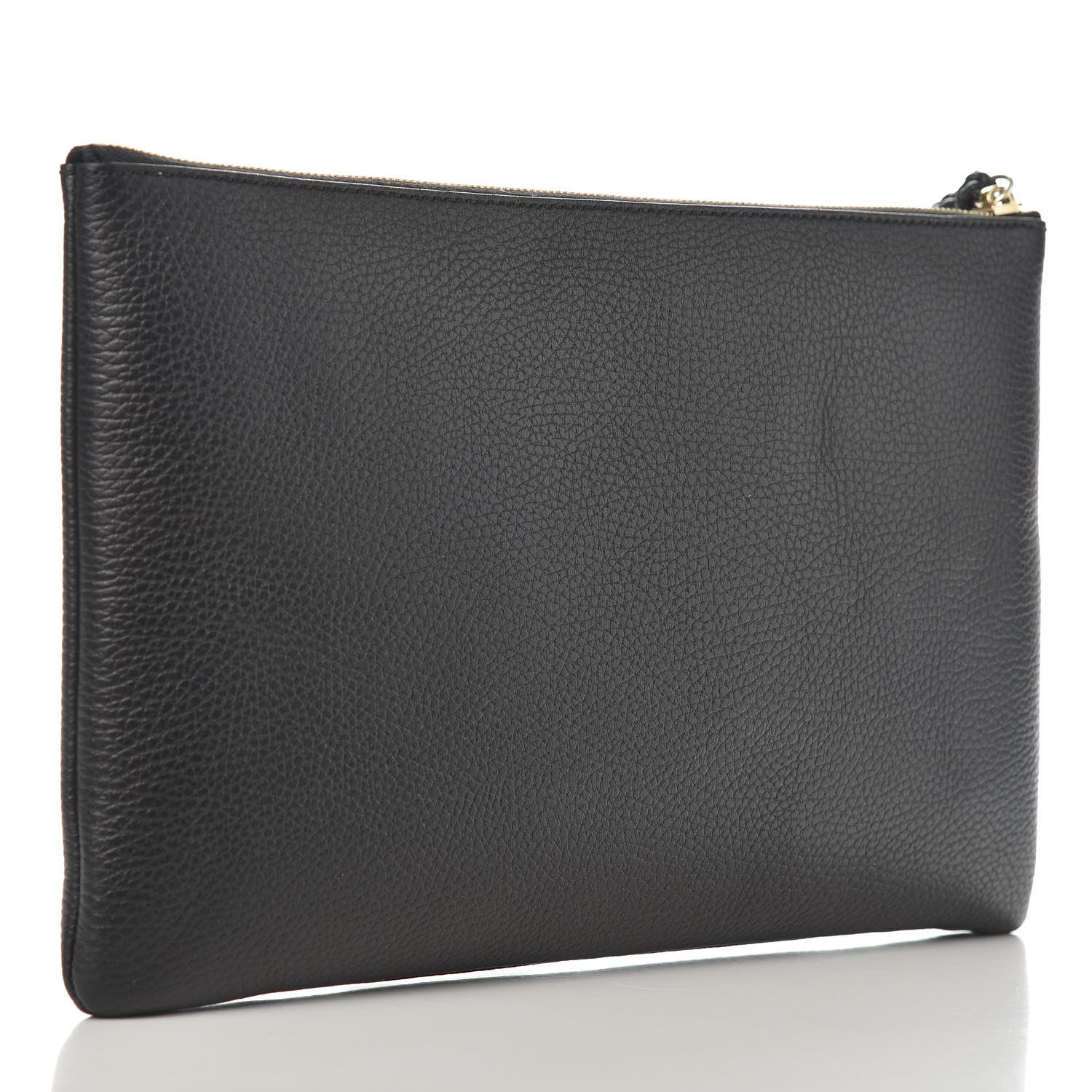 Gucci Pebbled Calfskin Large Bamboo Clutch Black 3 of 7