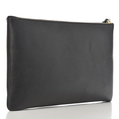 Gucci Pebbled Calfskin Large Bamboo Clutch Black 3 of 7