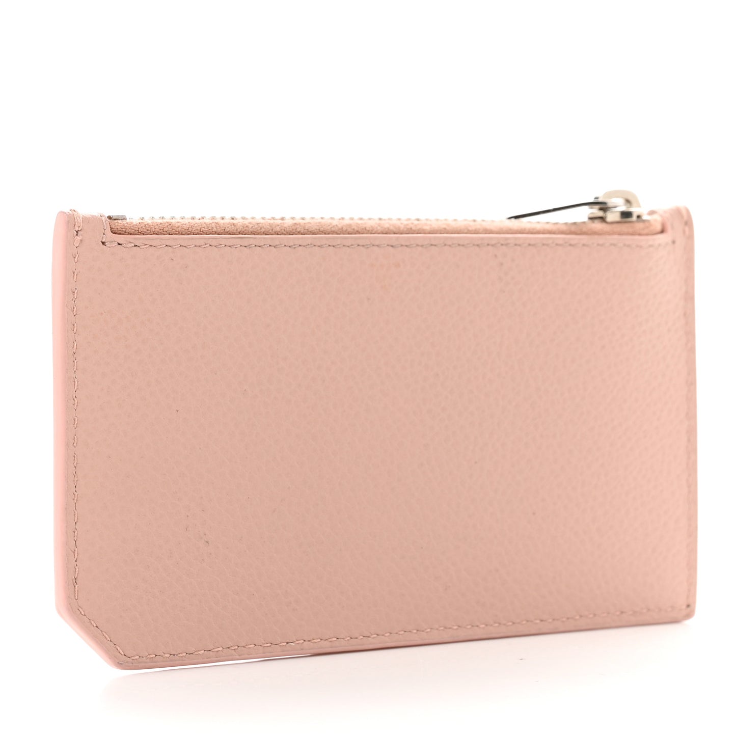 Grained Calfskin 5 Fragments Zip Pouch Card Holder Rose Antic