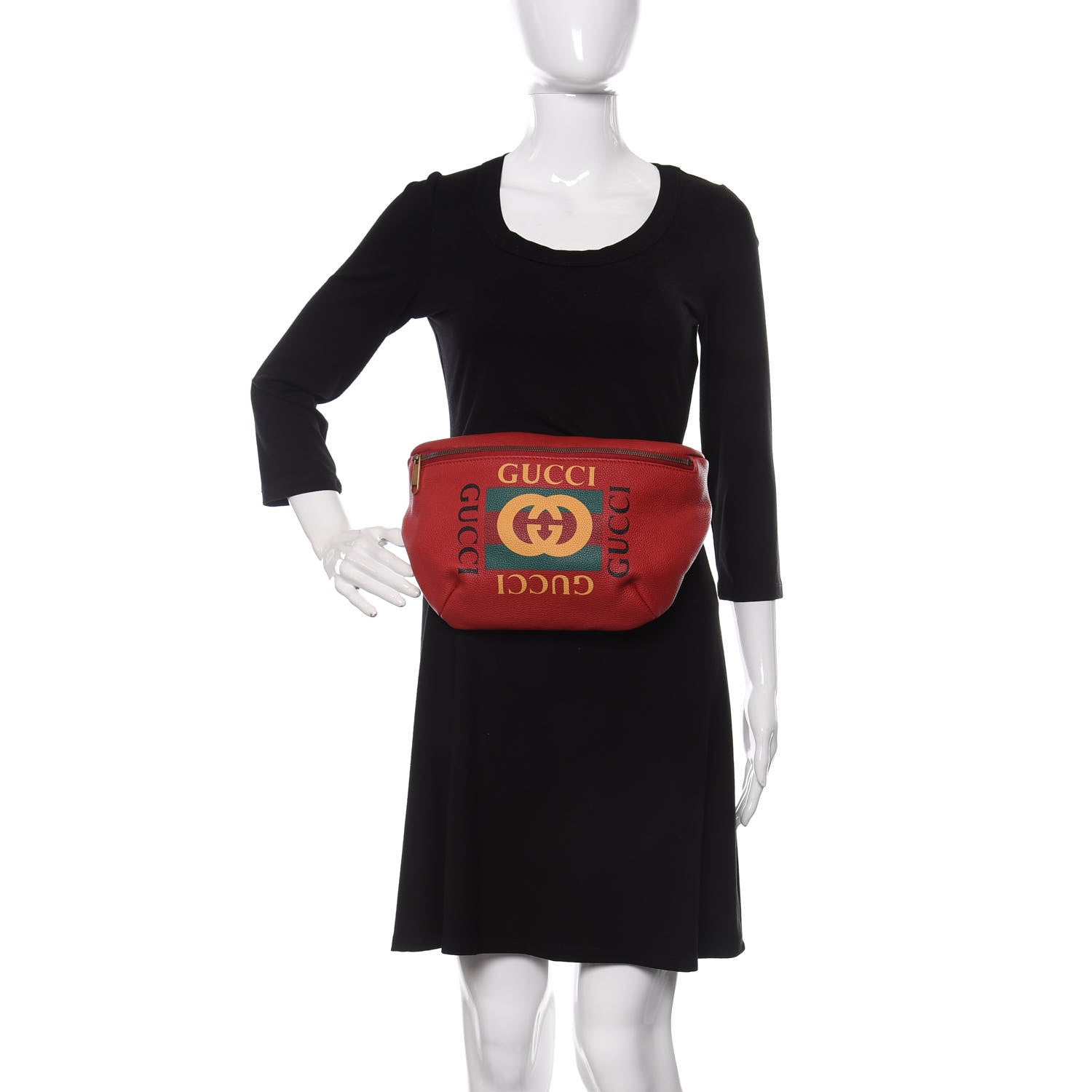 Gucci Grained Calfskin Logo Belt Bag Hibiscus Red 2 of 10